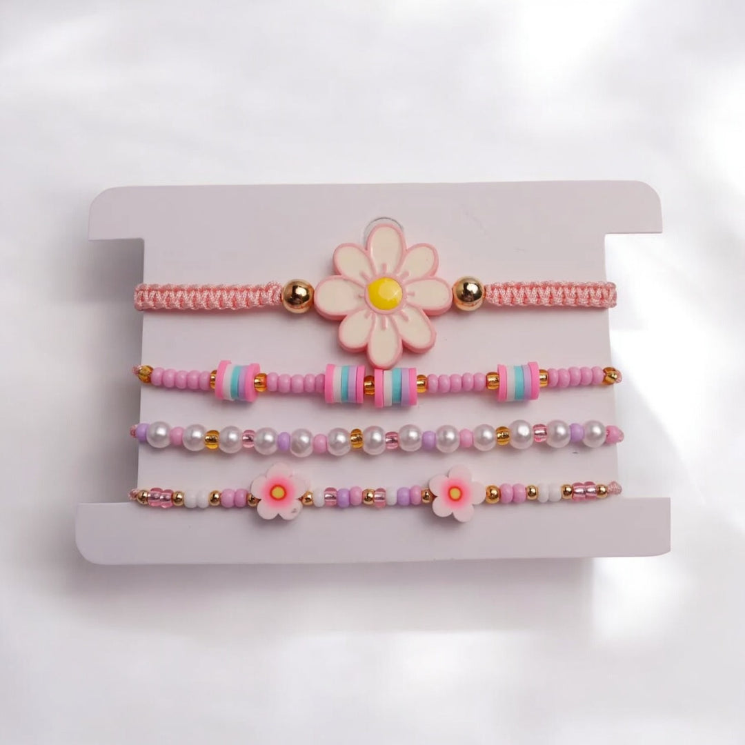 Blush Bloom Bracelet Set (Set of 4)