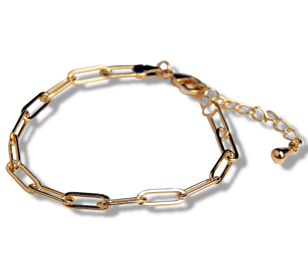 Golden Chain Bracelet - Delicate Oval-Link Golden Bracelet