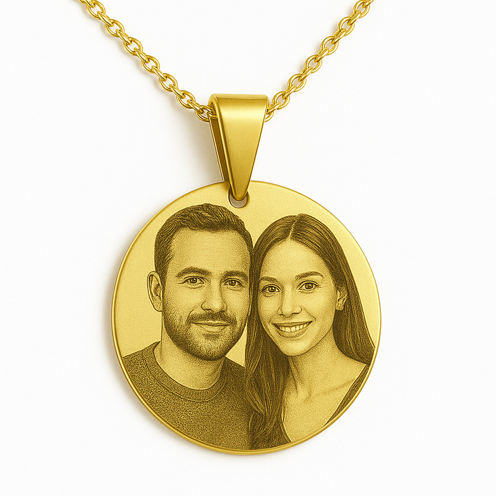 Engraved Love Medallion white Necklace