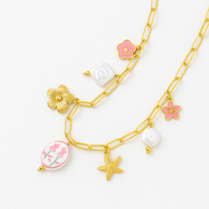 Floral & Sea Charm Necklace