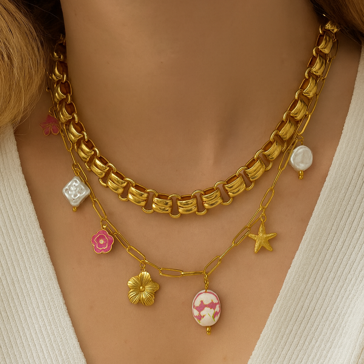 Floral & Sea Charm Necklace