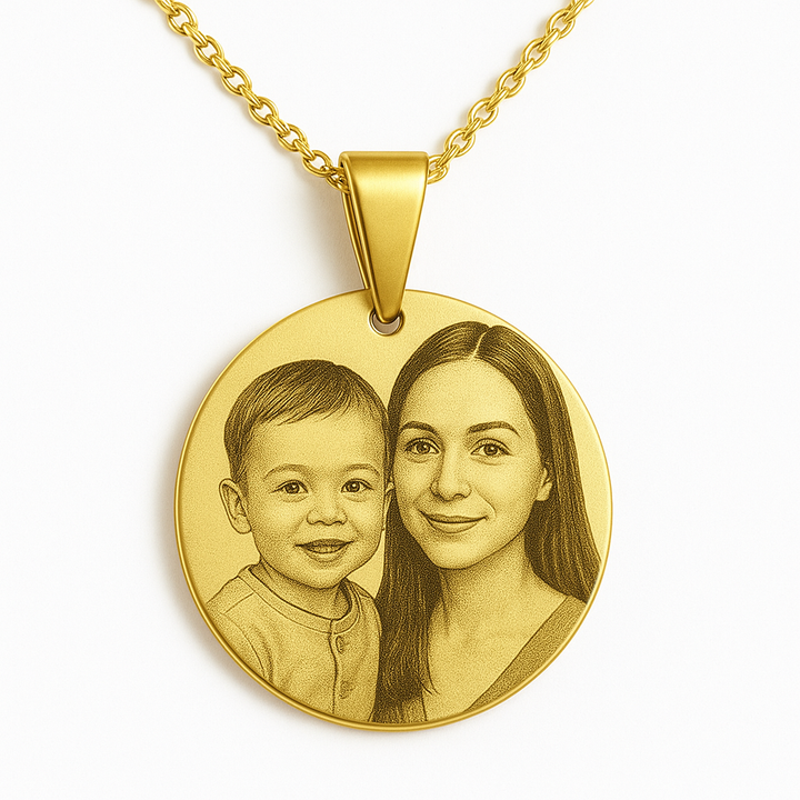 Engraved Love Medallion white Necklace