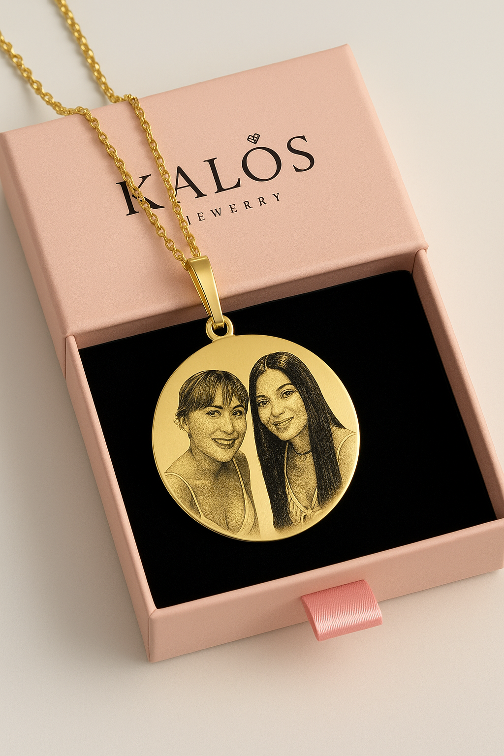 Engraved Love Medallion white Necklace
