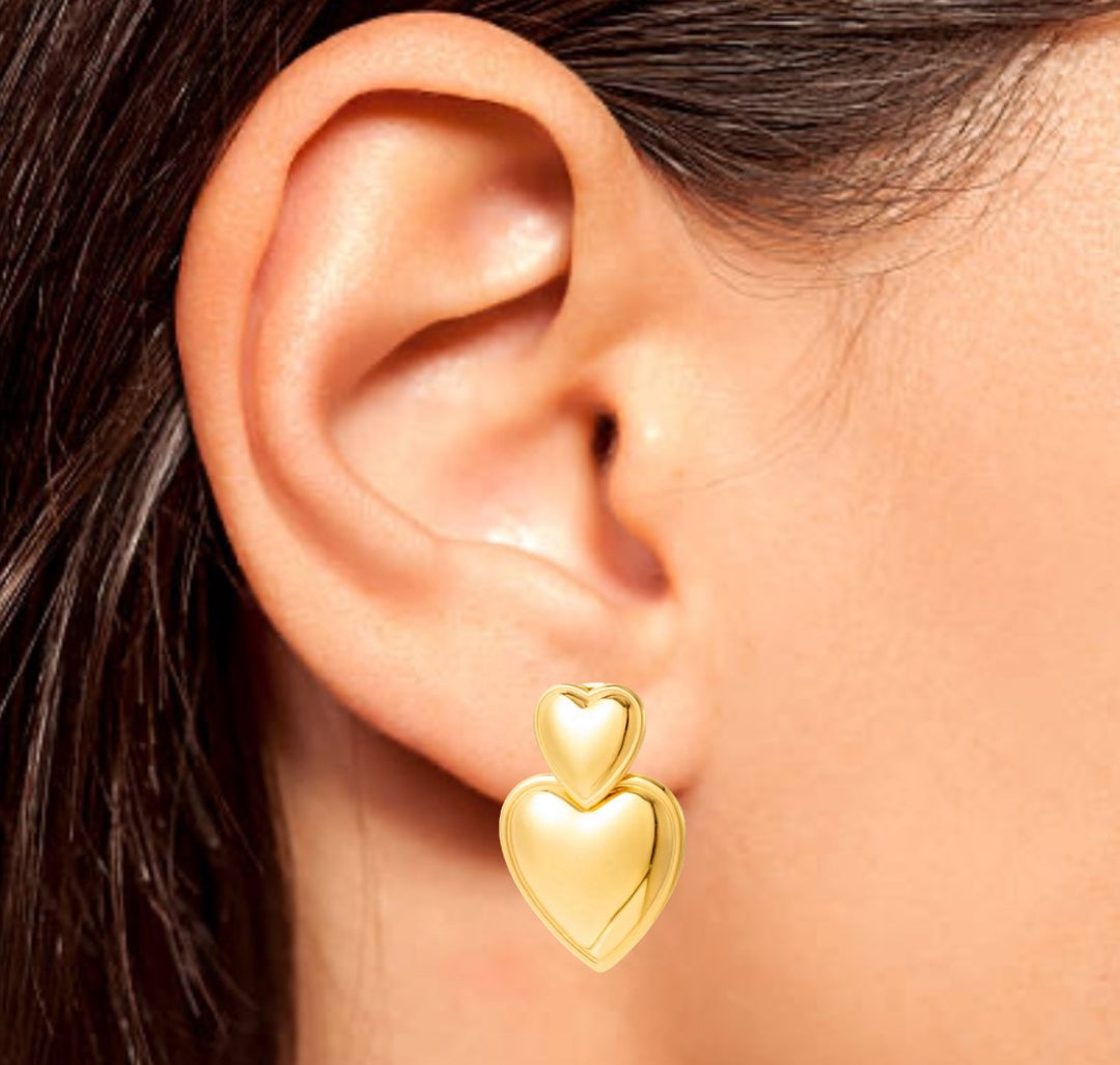 Earring Golden Heart Connection