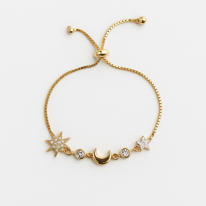 Celestial Gold Bracelet — Moon & Stars