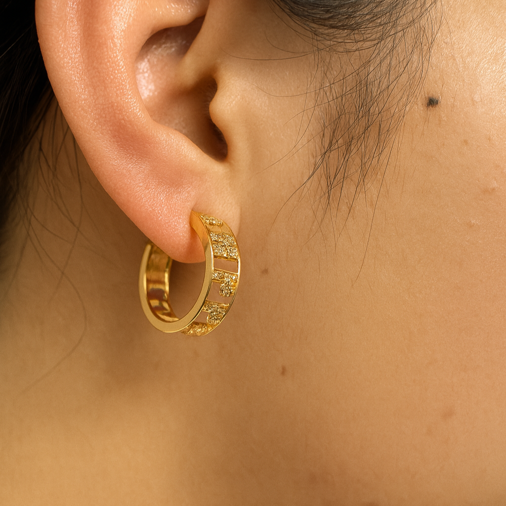 Happy Gold Pavé Hoops