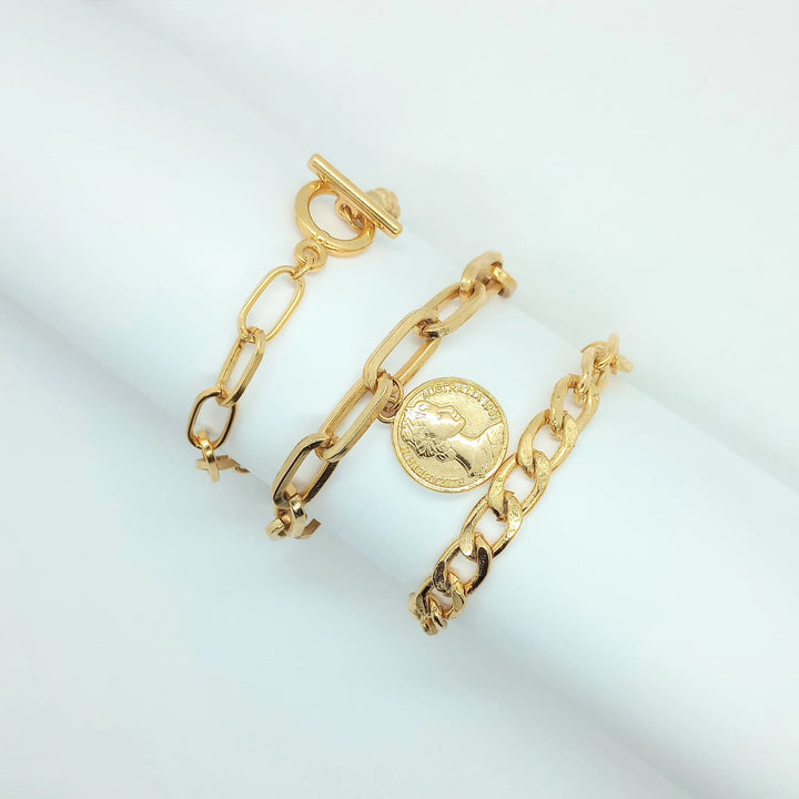 Golden Coin Trio Bracelet Set