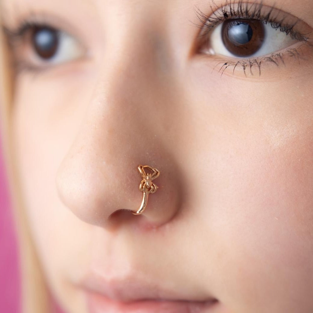 Nostril Spider Gold Hoop