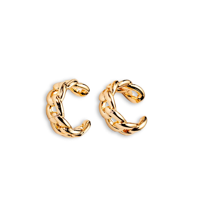 Anubis Earcuff - Golden Snap-On Earring Intertwined with Delicate and Elegant Links