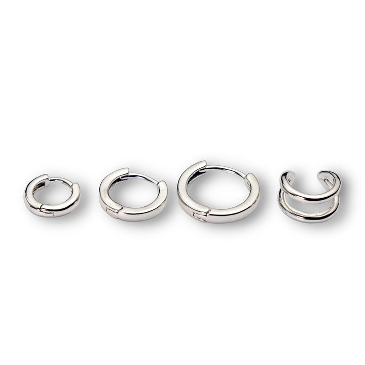 "Scarlet Set - 3 Smooth Hoops + Ear Cuff"